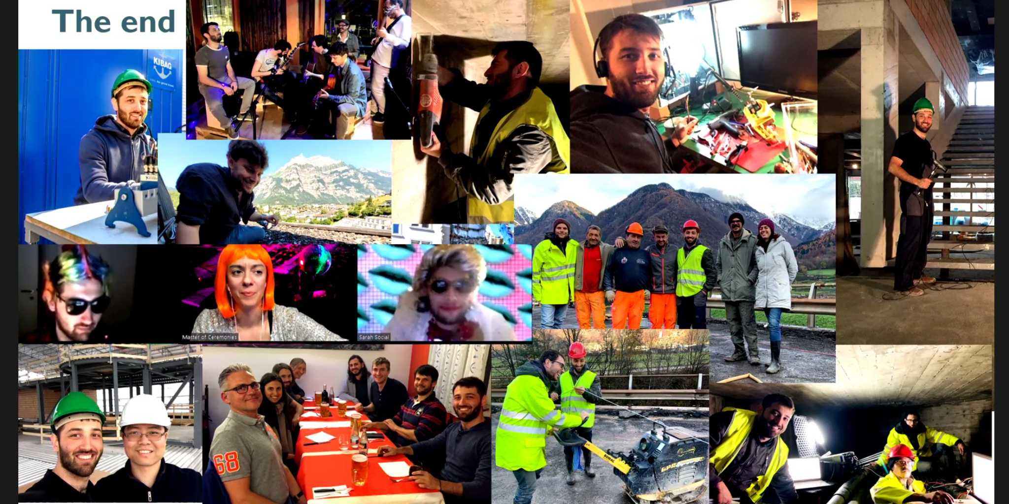 Collage showing Dr. Martakis with various members of the Chair of Structural Mechanics and Monitoring